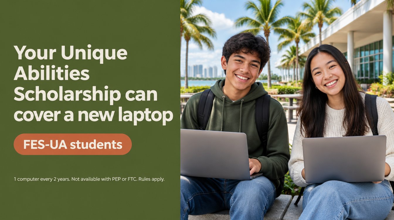 Florida Unique Abilities Scholarship new laptop for Fort Lauderdale and Broward students: one computer every two years